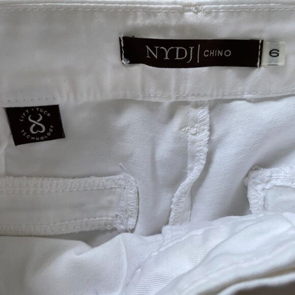 NYDJ White Lift Tuck Crop Chino Pants Cotton Blend Straight Crop Sz 6 - Picture 3 of 11